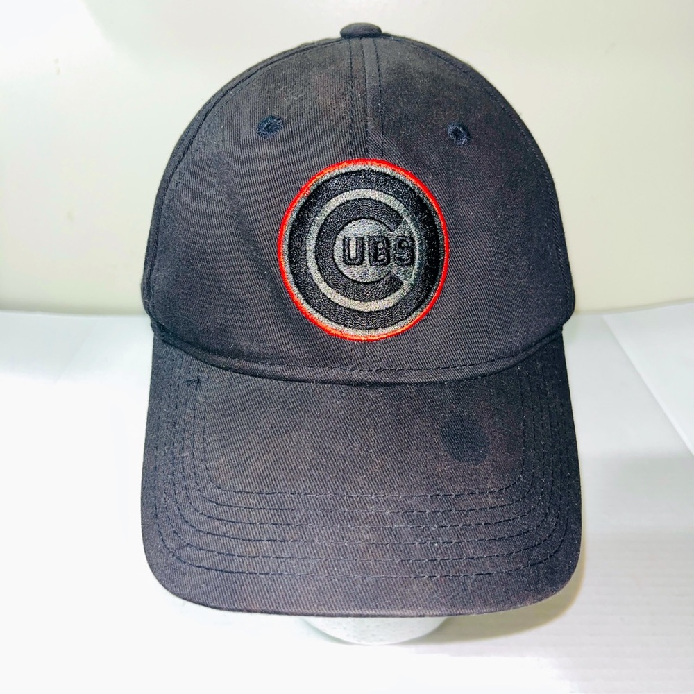 Chicago Cubs Strapback Hat MLB Logo Black OS Baseball Genuine‎ Merchandise